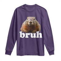 Bruh Groundhog Long Sleeve Shirt Funny Woodchuck Youth Teens Kids Slang - Wonder Print Shop
