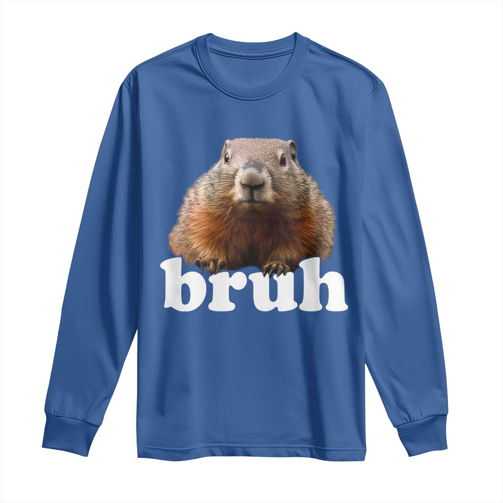 Bruh Groundhog Long Sleeve Shirt Funny Woodchuck Youth Teens Kids Slang - Wonder Print Shop