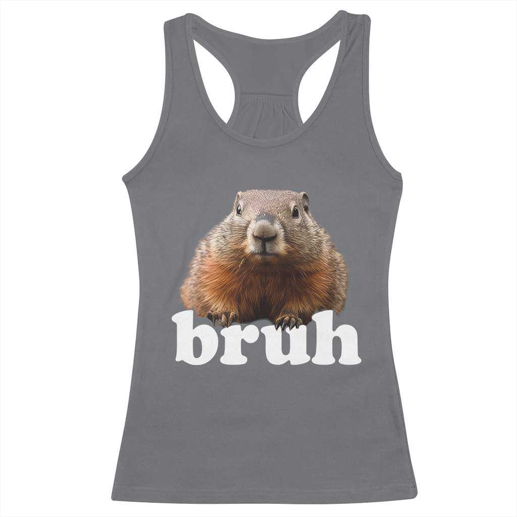 Bruh Groundhog Racerback Tank Top Funny Woodchuck Youth Teens Kids Slang - Wonder Print Shop