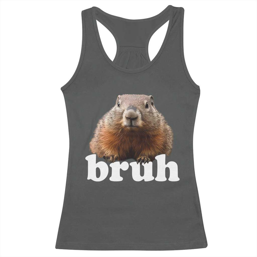 Bruh Groundhog Racerback Tank Top Funny Woodchuck Youth Teens Kids Slang - Wonder Print Shop