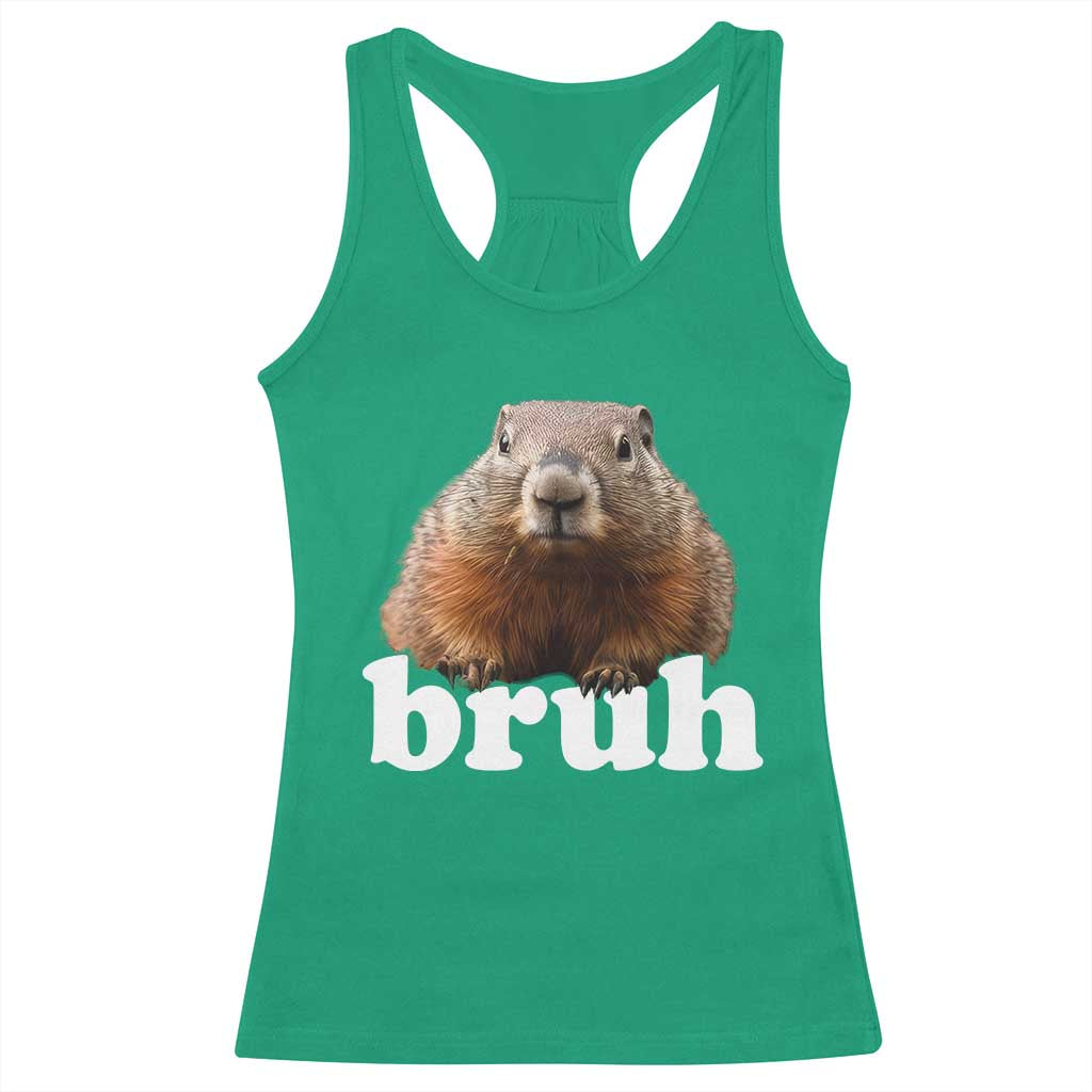 Bruh Groundhog Racerback Tank Top Funny Woodchuck Youth Teens Kids Slang - Wonder Print Shop