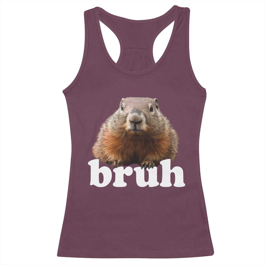 Bruh Groundhog Racerback Tank Top Funny Woodchuck Youth Teens Kids Slang - Wonder Print Shop