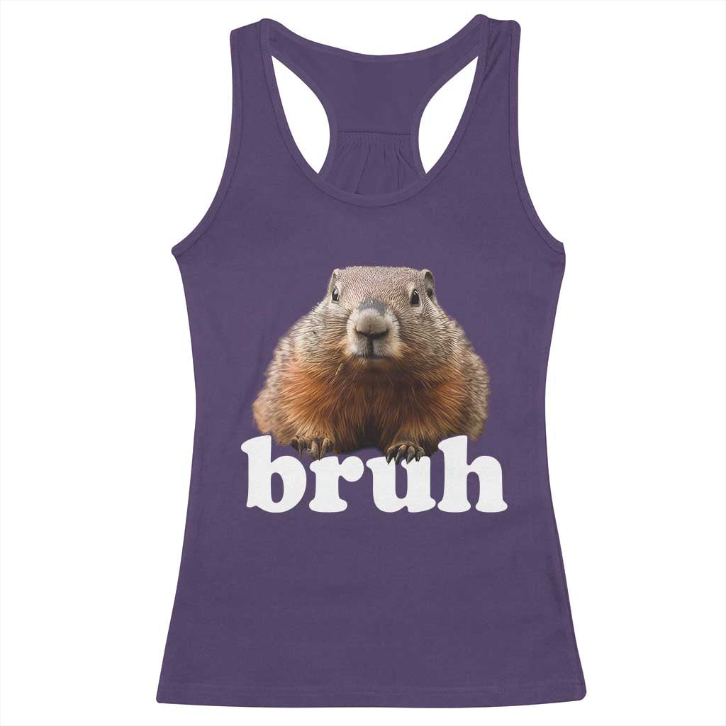 Bruh Groundhog Racerback Tank Top Funny Woodchuck Youth Teens Kids Slang - Wonder Print Shop