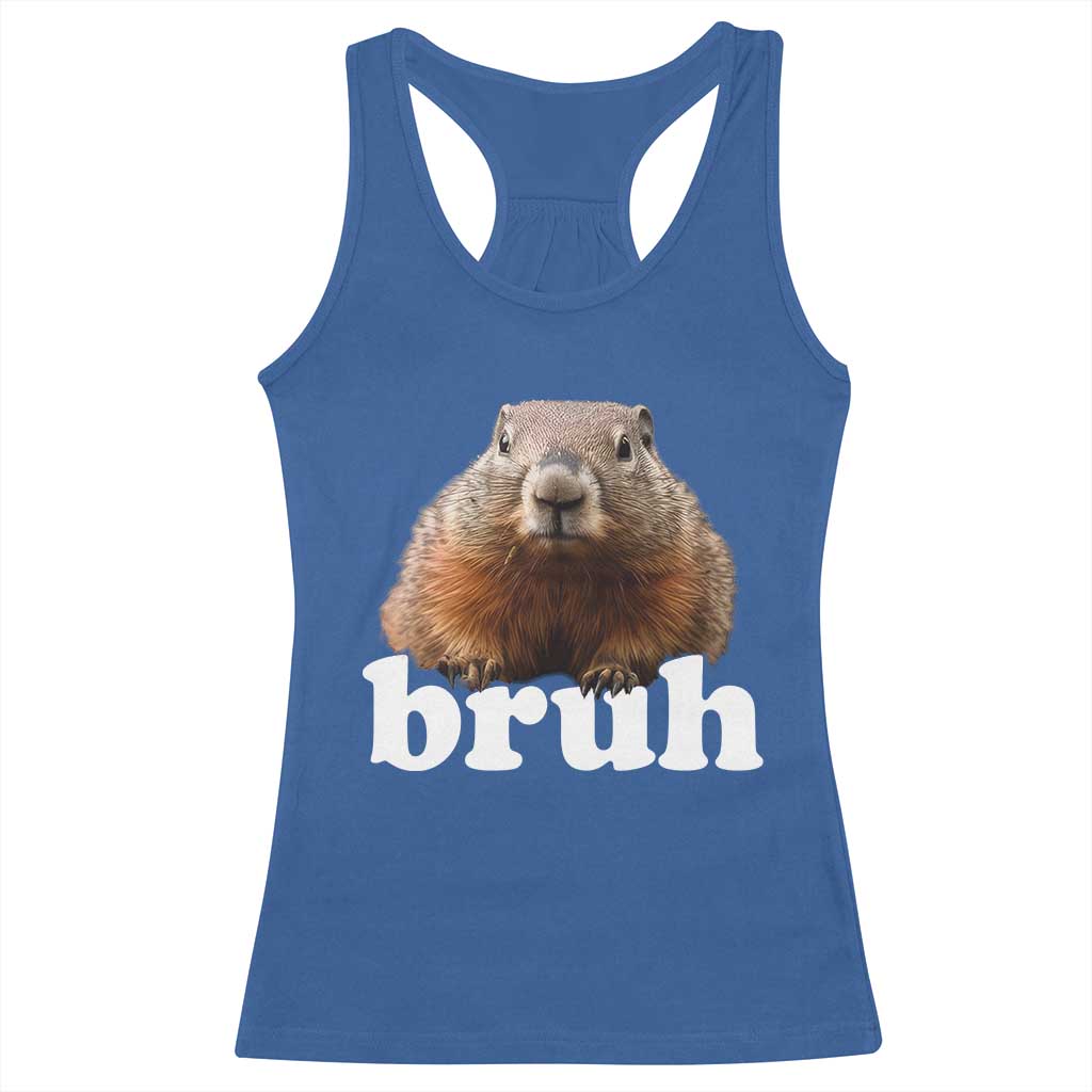 Bruh Groundhog Racerback Tank Top Funny Woodchuck Youth Teens Kids Slang - Wonder Print Shop