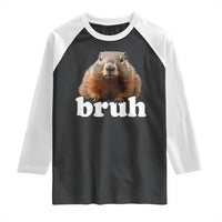 Bruh Groundhog Raglan Shirt Funny Woodchuck Youth Teens Kids Slang - Wonder Print Shop