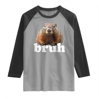 Bruh Groundhog Raglan Shirt Funny Woodchuck Youth Teens Kids Slang - Wonder Print Shop