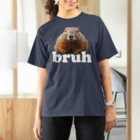 Bruh Groundhog T Shirt For Women Funny Woodchuck Youth Teens Kids Slang - Wonder Print Shop