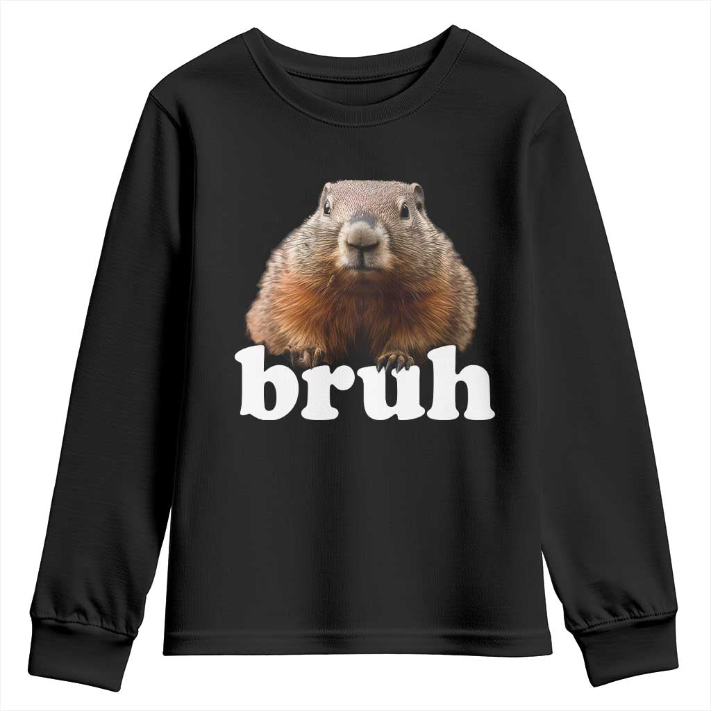Bruh Groundhog Youth Sweatshirt Funny Woodchuck Youth Teens Kids Slang - Wonder Print Shop
