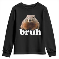 Bruh Groundhog Youth Sweatshirt Funny Woodchuck Youth Teens Kids Slang - Wonder Print Shop