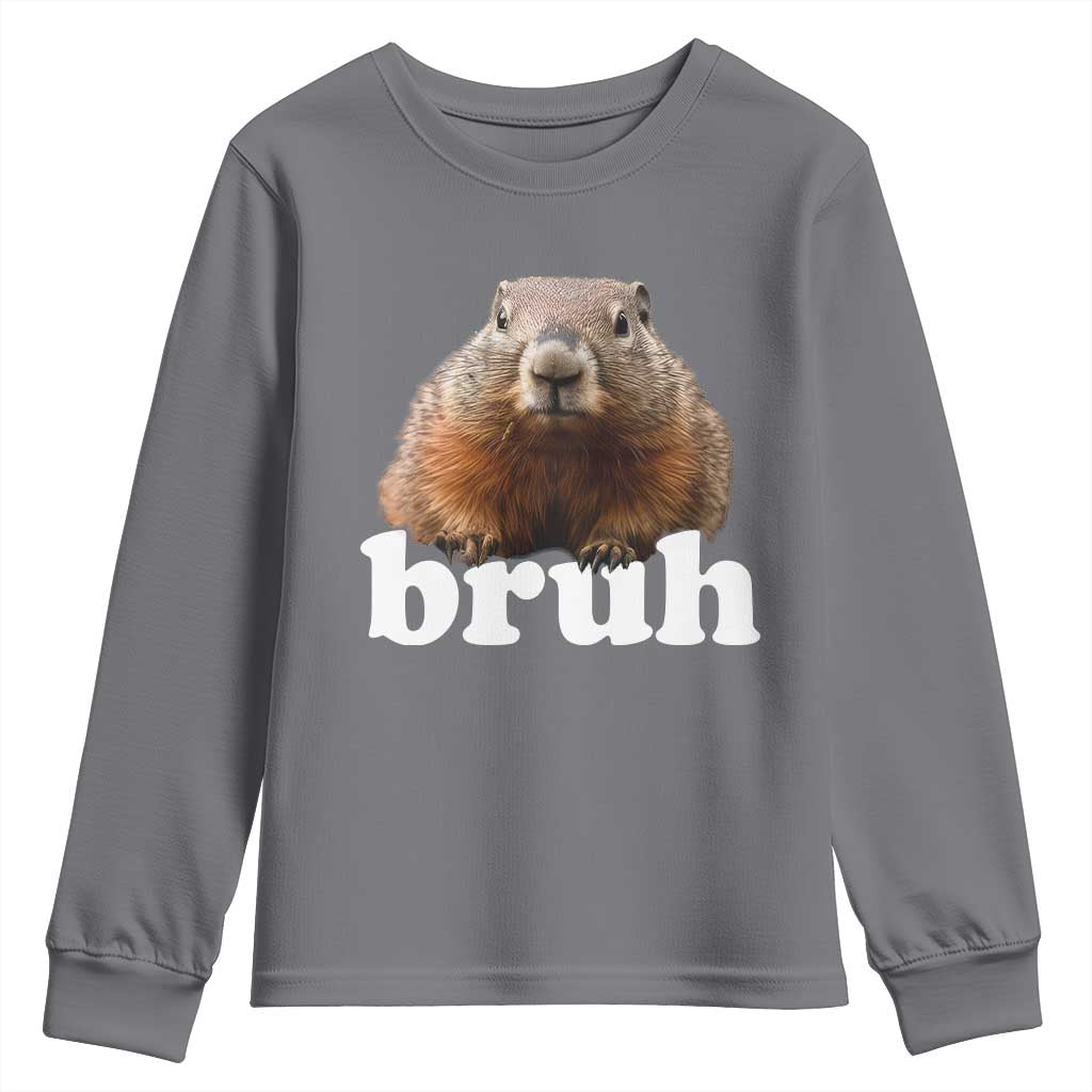 Bruh Groundhog Youth Sweatshirt Funny Woodchuck Youth Teens Kids Slang - Wonder Print Shop