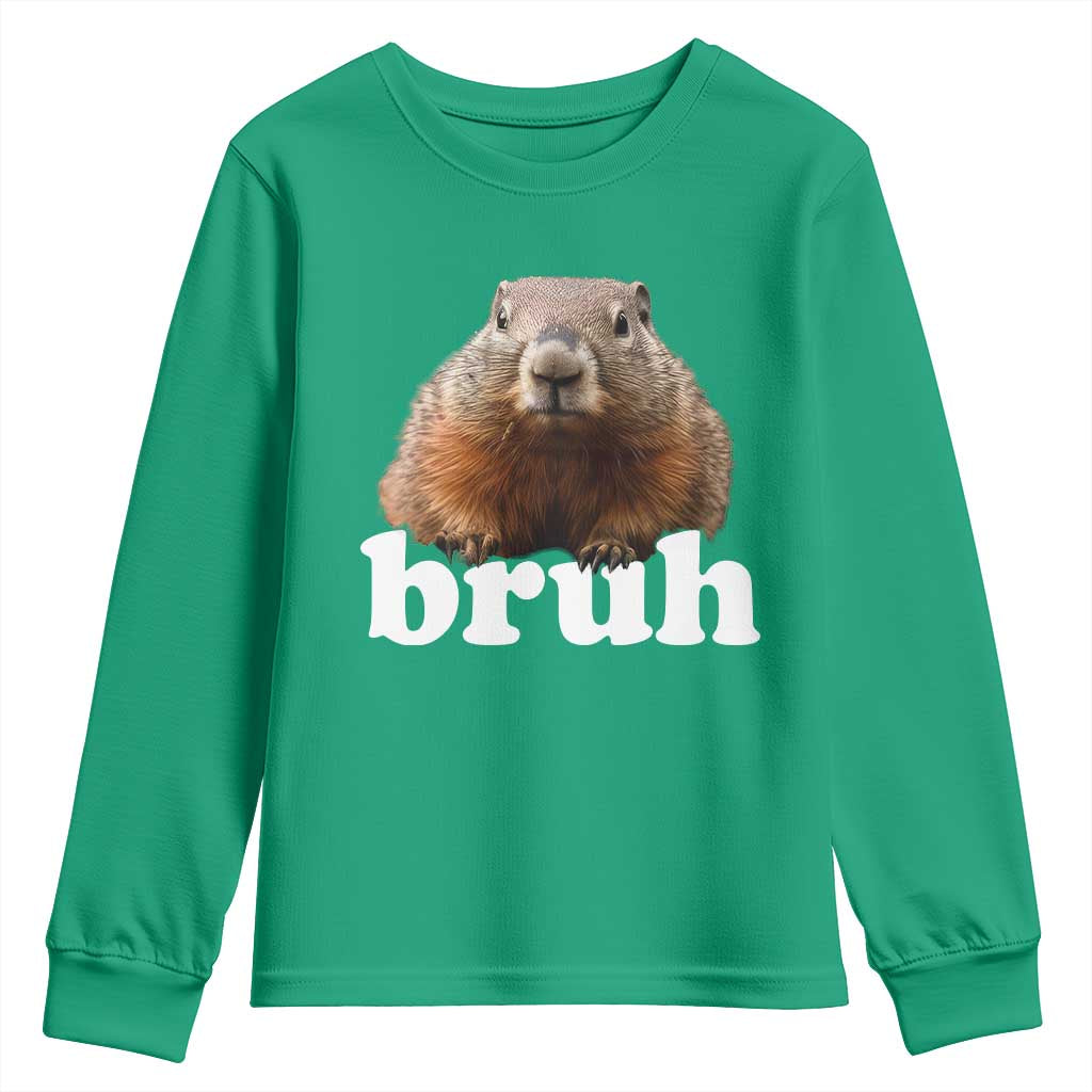 Bruh Groundhog Youth Sweatshirt Funny Woodchuck Youth Teens Kids Slang - Wonder Print Shop