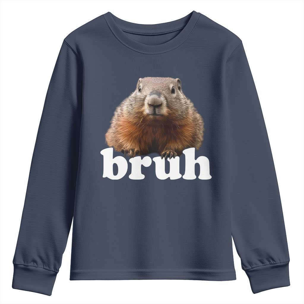 Bruh Groundhog Youth Sweatshirt Funny Woodchuck Youth Teens Kids Slang - Wonder Print Shop