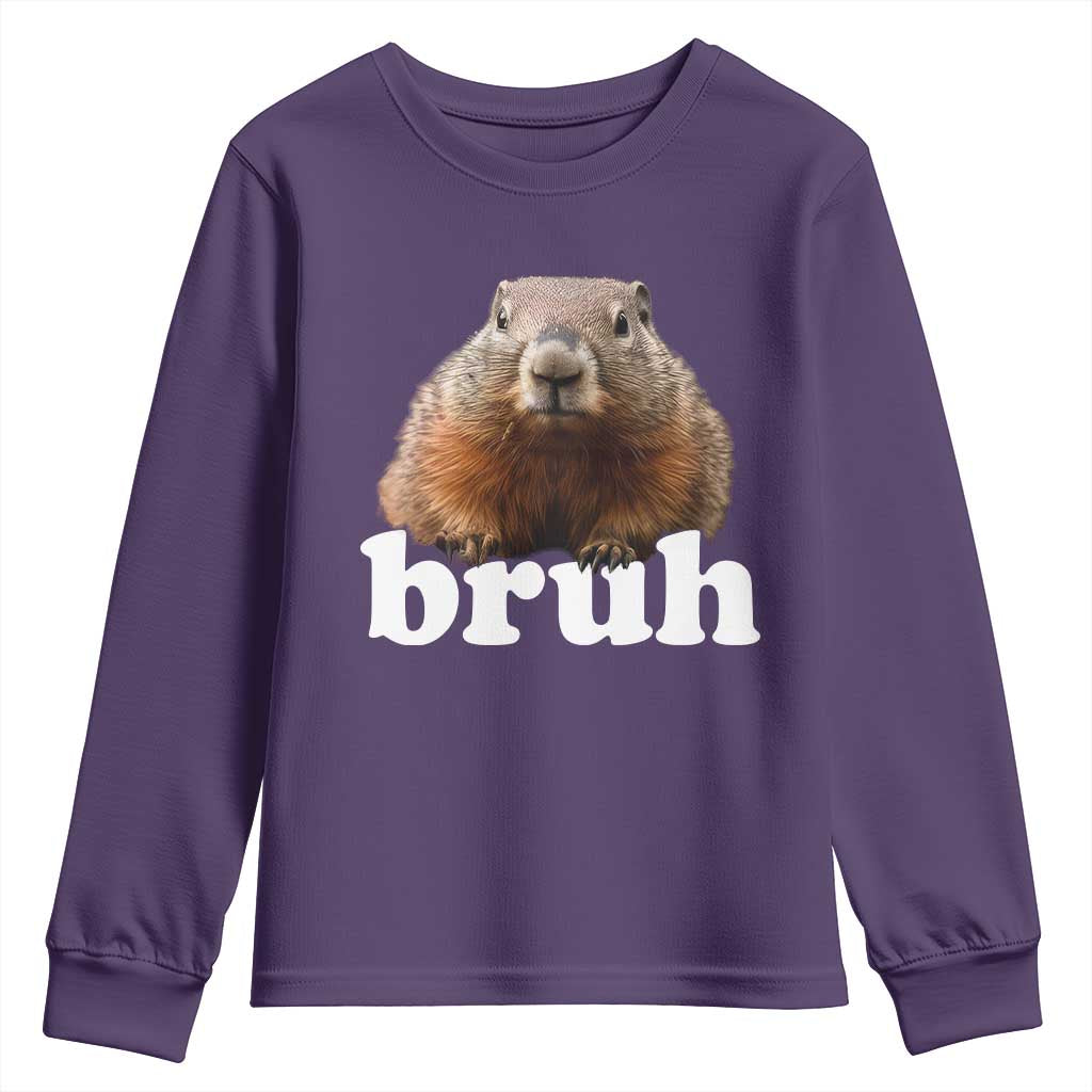 Bruh Groundhog Youth Sweatshirt Funny Woodchuck Youth Teens Kids Slang - Wonder Print Shop