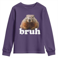 Bruh Groundhog Youth Sweatshirt Funny Woodchuck Youth Teens Kids Slang - Wonder Print Shop