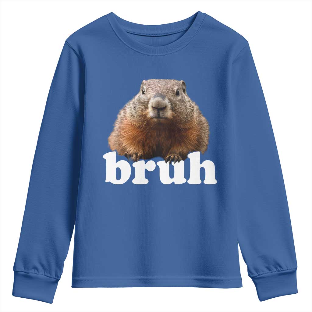 Bruh Groundhog Youth Sweatshirt Funny Woodchuck Youth Teens Kids Slang - Wonder Print Shop