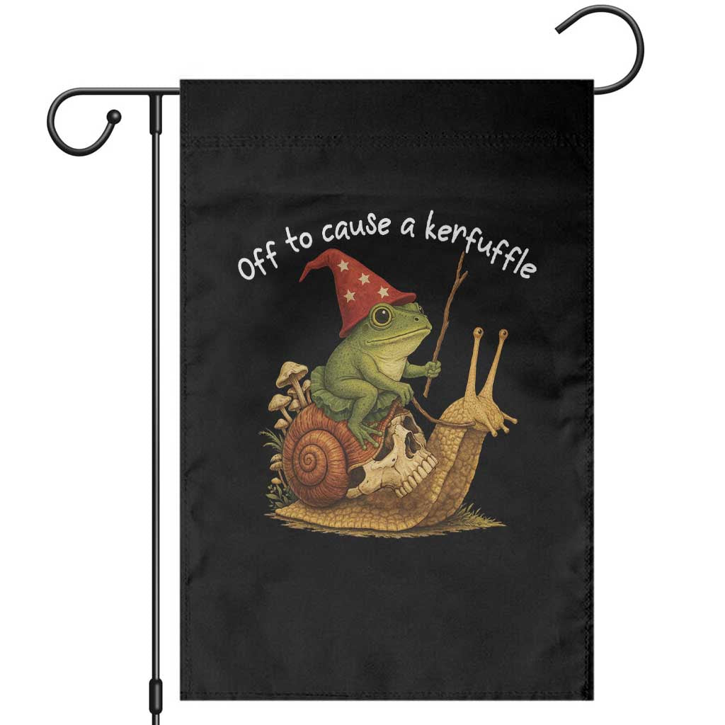Whimsical Frog Wizard Meme Garden Flag Off to Cause A Kerfuffle - Wonder Print Shop