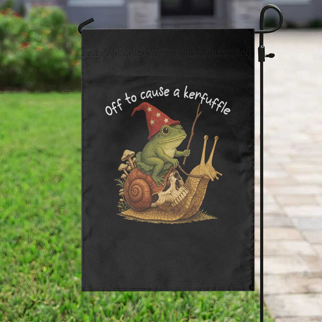 Whimsical Frog Wizard Meme Garden Flag Off to Cause A Kerfuffle - Wonder Print Shop