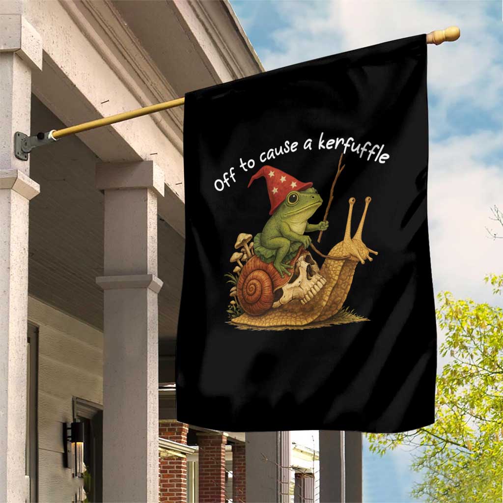 Whimsical Frog Wizard Meme Garden Flag Off to Cause A Kerfuffle - Wonder Print Shop