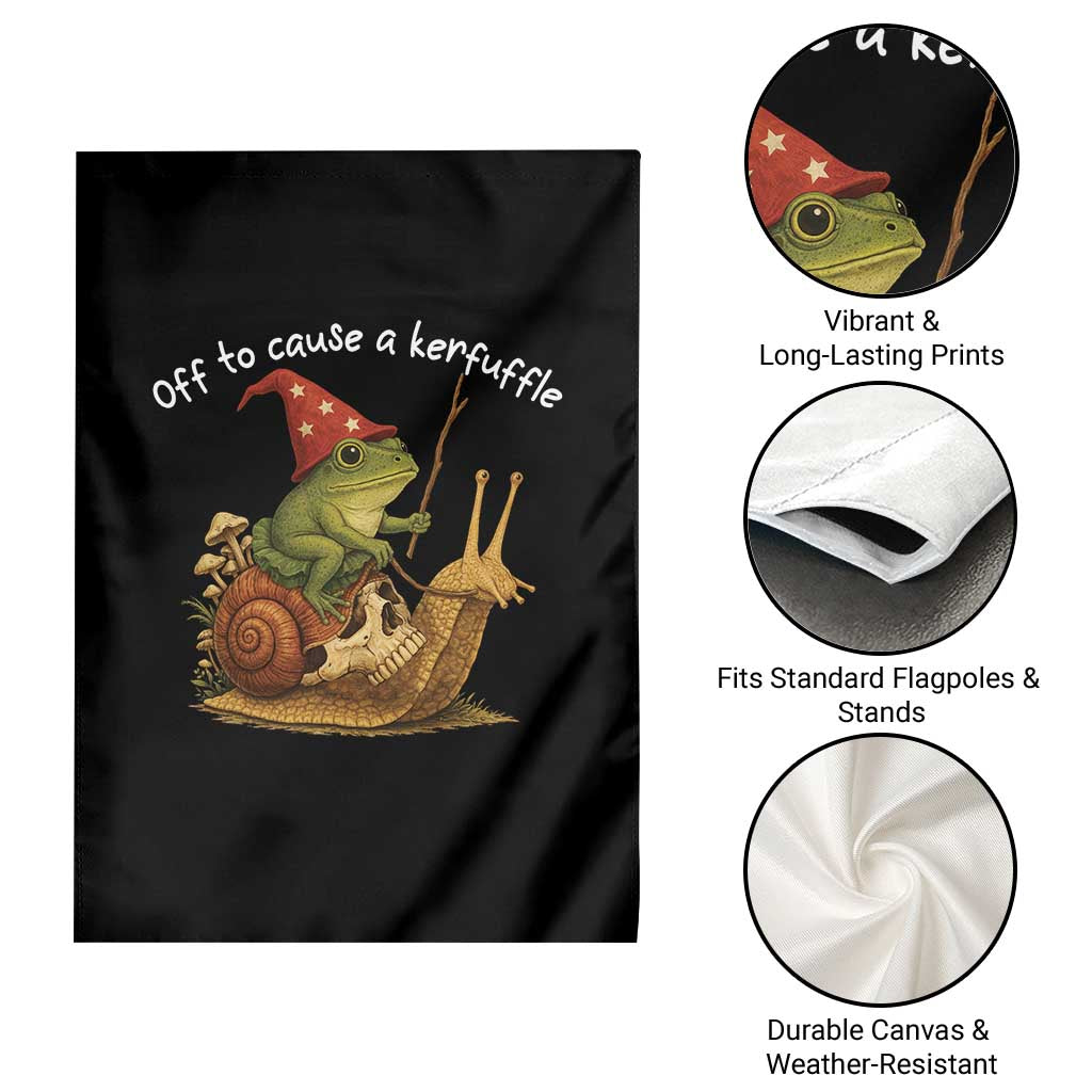 Whimsical Frog Wizard Meme Garden Flag Off to Cause A Kerfuffle - Wonder Print Shop