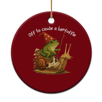 Whimsical Frog Wizard Meme Ceramic Ornament Off to Cause A Kerfuffle - Wonder Print Shop
