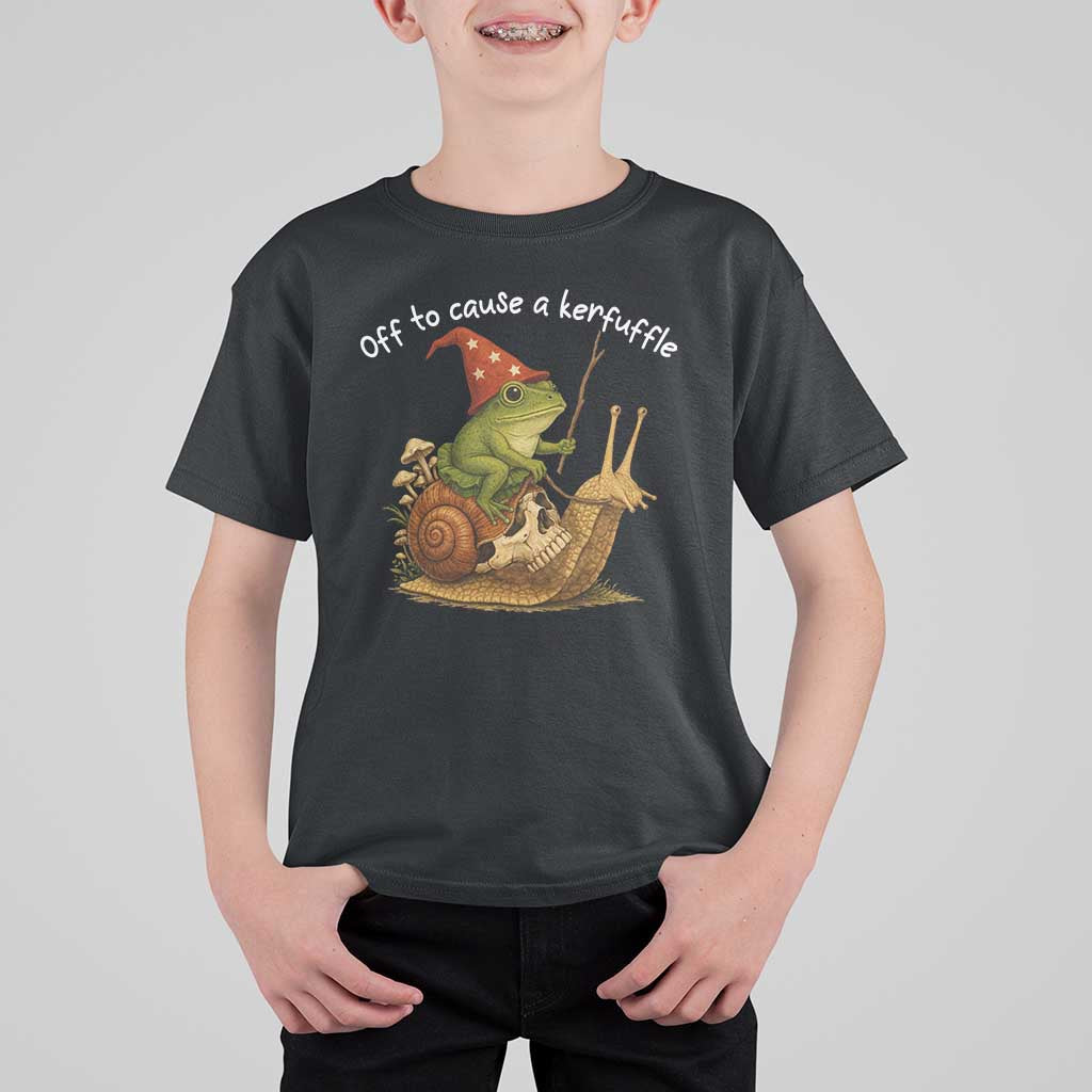 Whimsical Frog Wizard Meme T Shirt For Kid Off to Cause A Kerfuffle - Wonder Print Shop