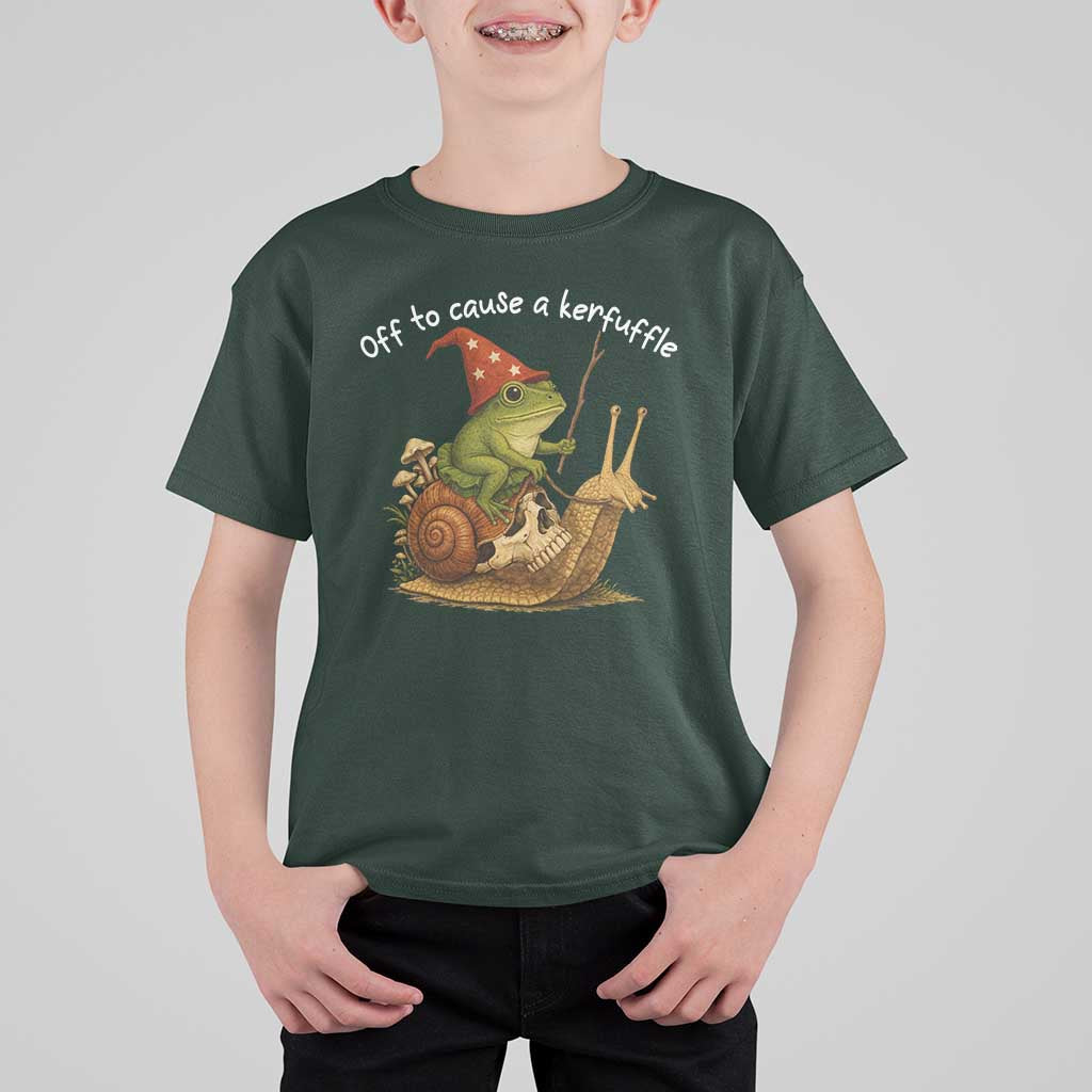 Whimsical Frog Wizard Meme T Shirt For Kid Off to Cause A Kerfuffle - Wonder Print Shop