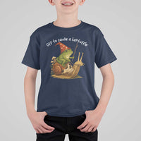 Whimsical Frog Wizard Meme T Shirt For Kid Off to Cause A Kerfuffle - Wonder Print Shop