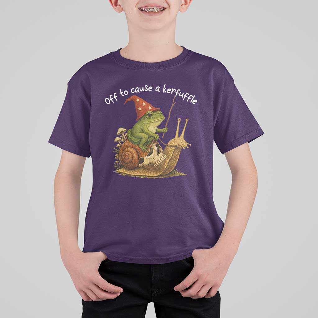 Whimsical Frog Wizard Meme T Shirt For Kid Off to Cause A Kerfuffle - Wonder Print Shop