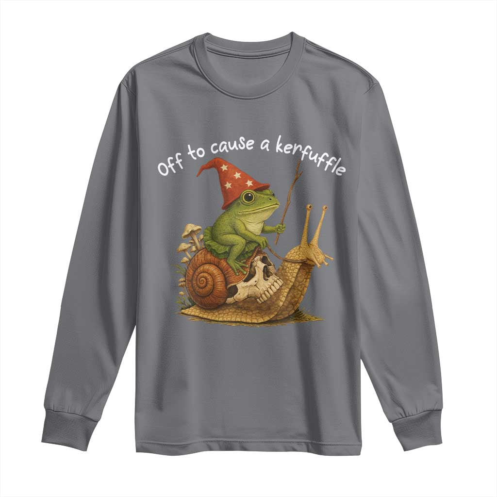 Whimsical Frog Wizard Meme Long Sleeve Shirt Off to Cause A Kerfuffle - Wonder Print Shop