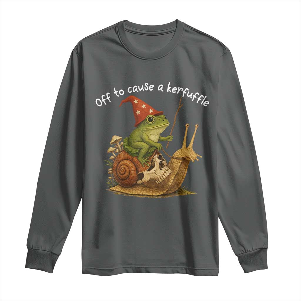 Whimsical Frog Wizard Meme Long Sleeve Shirt Off to Cause A Kerfuffle - Wonder Print Shop