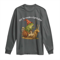 Whimsical Frog Wizard Meme Long Sleeve Shirt Off to Cause A Kerfuffle - Wonder Print Shop