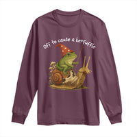 Whimsical Frog Wizard Meme Long Sleeve Shirt Off to Cause A Kerfuffle - Wonder Print Shop
