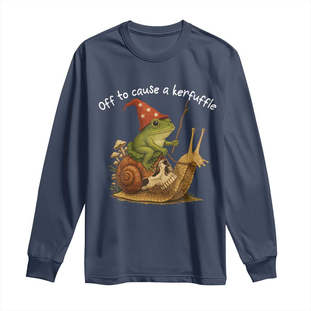 Whimsical Frog Wizard Meme Long Sleeve Shirt Off to Cause A Kerfuffle - Wonder Print Shop