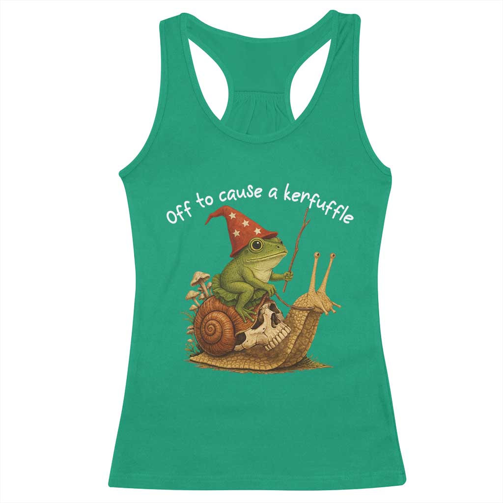 Whimsical Frog Wizard Meme Racerback Tank Top Off to Cause A Kerfuffle - Wonder Print Shop
