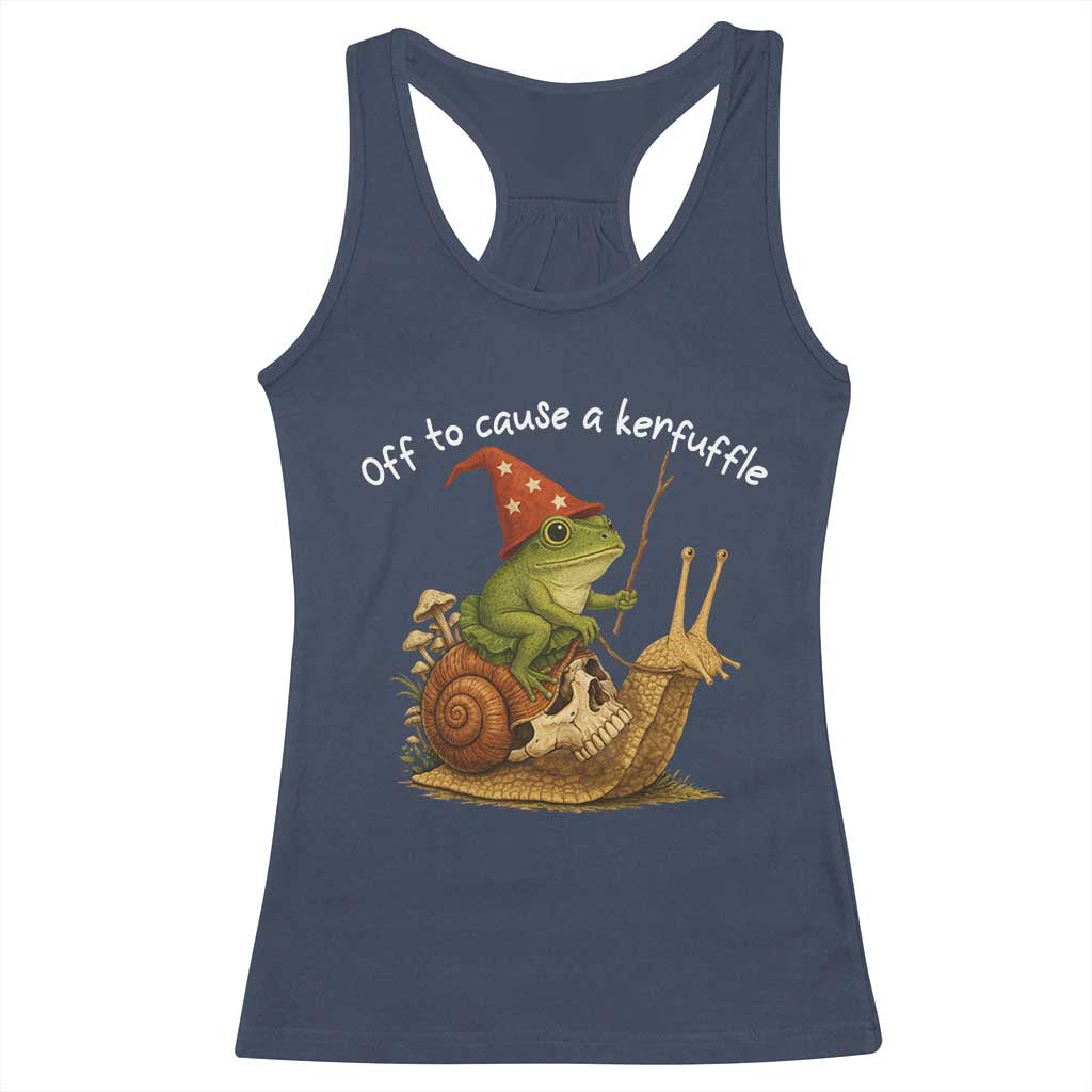 Whimsical Frog Wizard Meme Racerback Tank Top Off to Cause A Kerfuffle - Wonder Print Shop