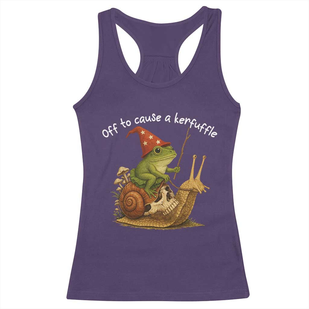 Whimsical Frog Wizard Meme Racerback Tank Top Off to Cause A Kerfuffle - Wonder Print Shop