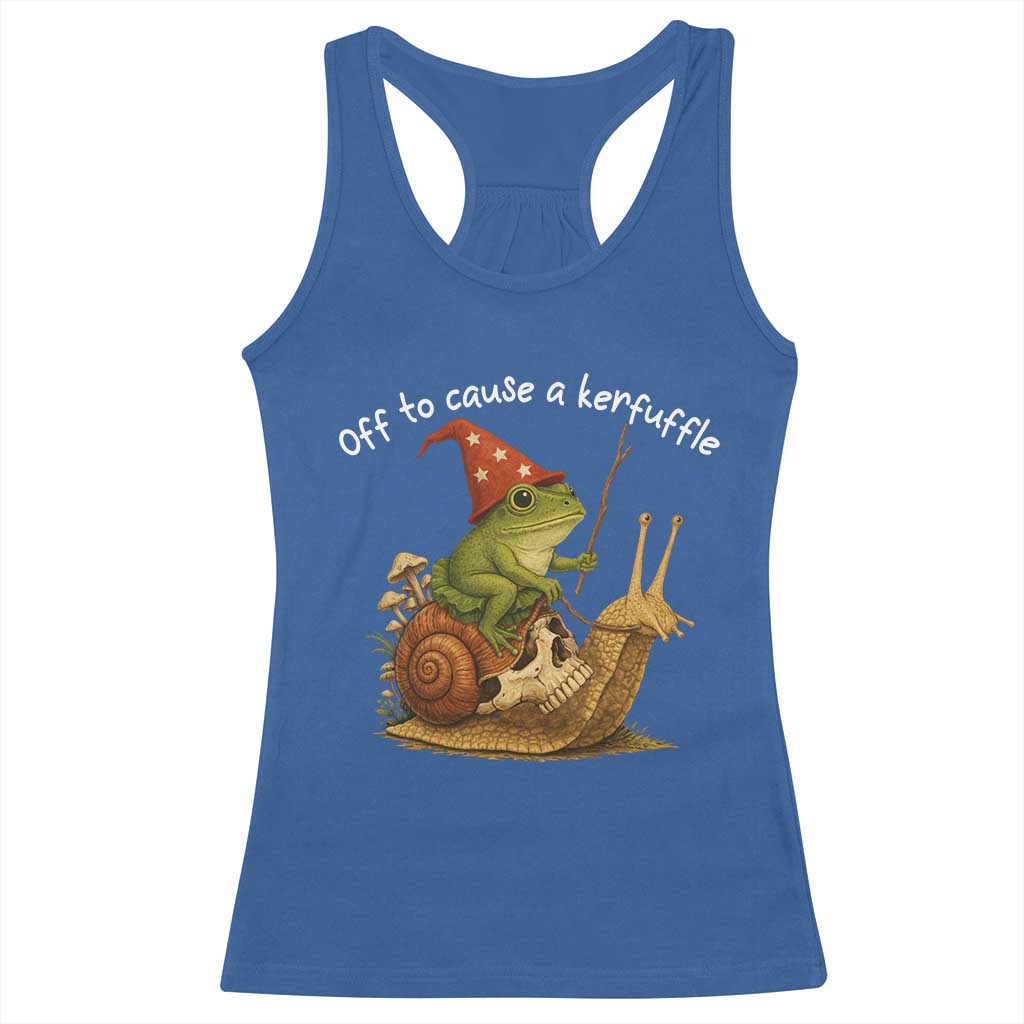 Whimsical Frog Wizard Meme Racerback Tank Top Off to Cause A Kerfuffle - Wonder Print Shop