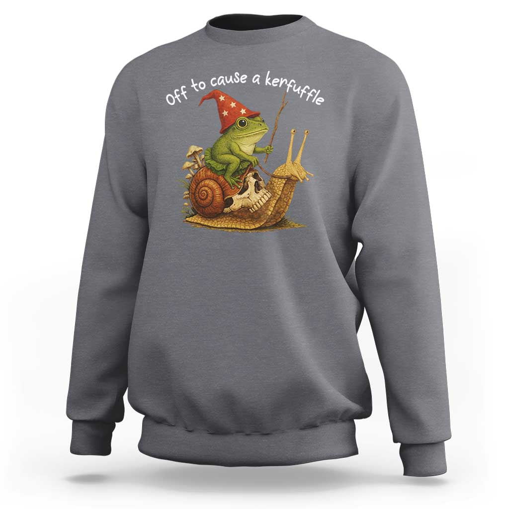 Whimsical Frog Wizard Meme Sweatshirt Off to Cause A Kerfuffle - Wonder Print Shop