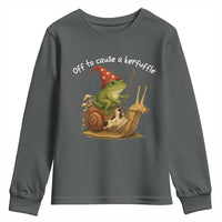 Whimsical Frog Wizard Meme Youth Sweatshirt Off to Cause A Kerfuffle - Wonder Print Shop