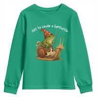 Whimsical Frog Wizard Meme Youth Sweatshirt Off to Cause A Kerfuffle - Wonder Print Shop