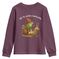 Whimsical Frog Wizard Meme Youth Sweatshirt Off to Cause A Kerfuffle - Wonder Print Shop