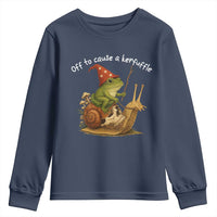 Whimsical Frog Wizard Meme Youth Sweatshirt Off to Cause A Kerfuffle - Wonder Print Shop