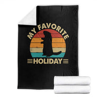 Groundhog Day Throw Blanket My Favorite Holiday Retro Woodchuck - Wonder Print Shop