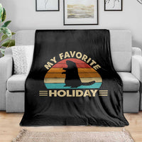 Groundhog Day Throw Blanket My Favorite Holiday Retro Woodchuck - Wonder Print Shop