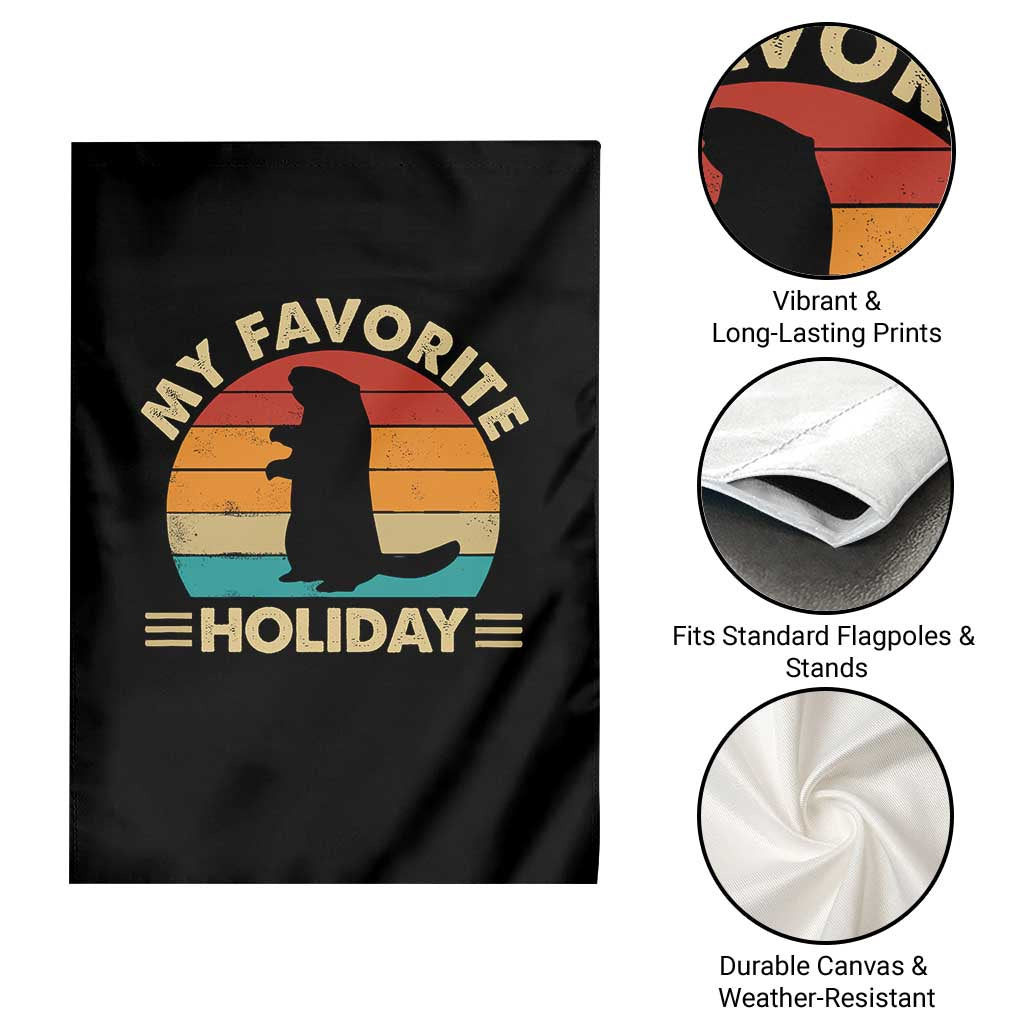 Groundhog Day Garden Flag My Favorite Holiday Retro Woodchuck - Wonder Print Shop