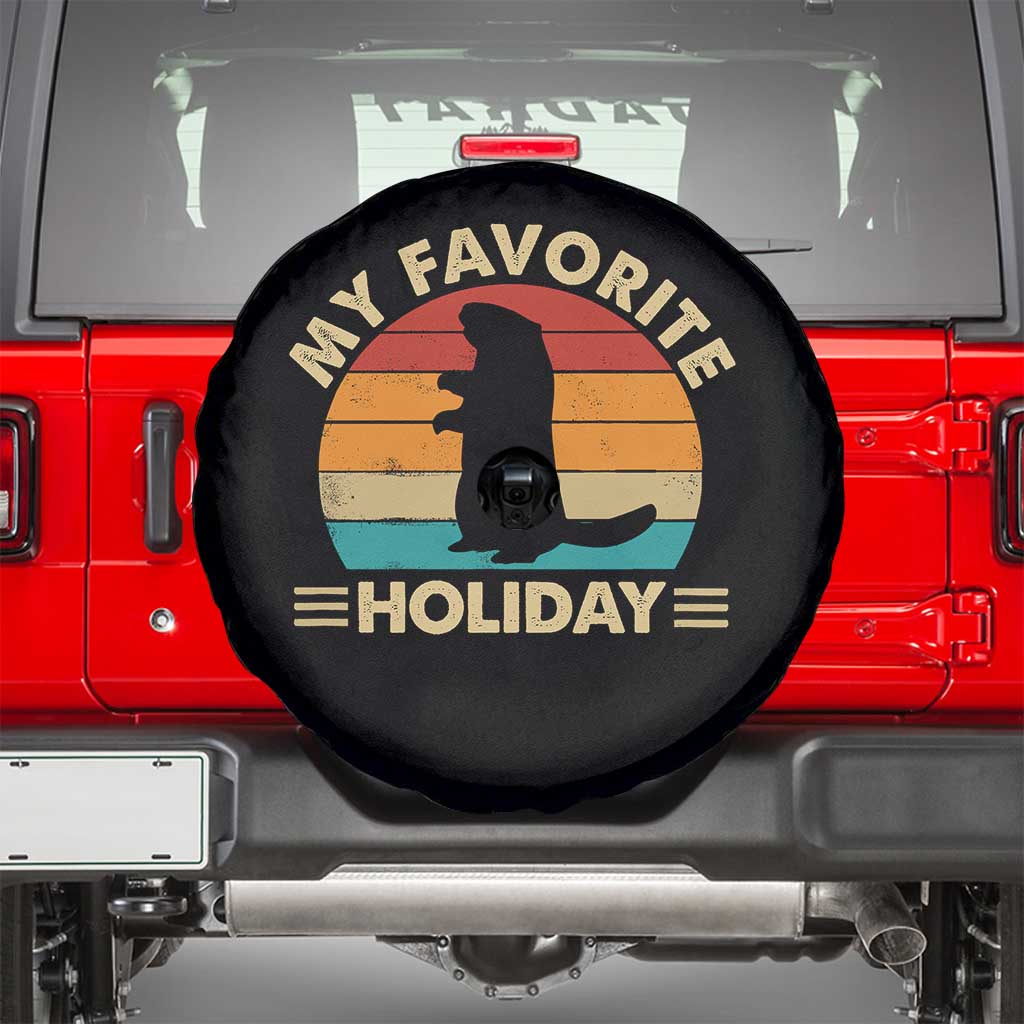 Groundhog Day Spare Tire Cover My Favorite Holiday Retro Woodchuck - Wonder Print Shop