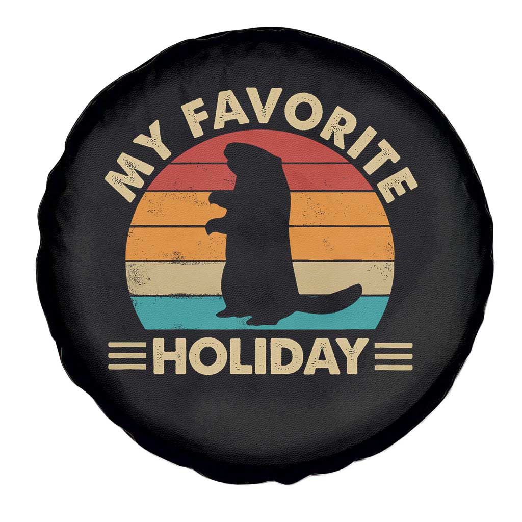 Groundhog Day Spare Tire Cover My Favorite Holiday Retro Woodchuck - Wonder Print Shop