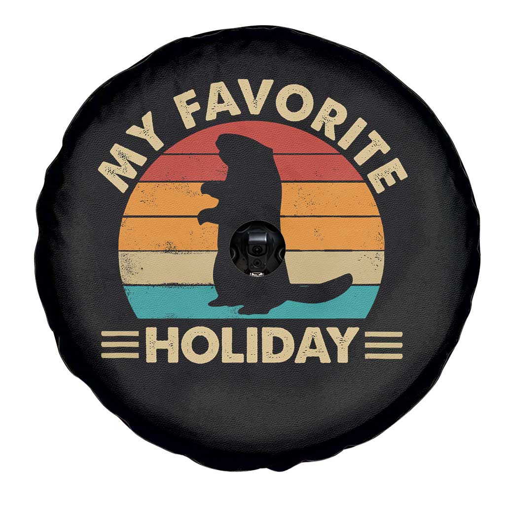Groundhog Day Spare Tire Cover My Favorite Holiday Retro Woodchuck - Wonder Print Shop