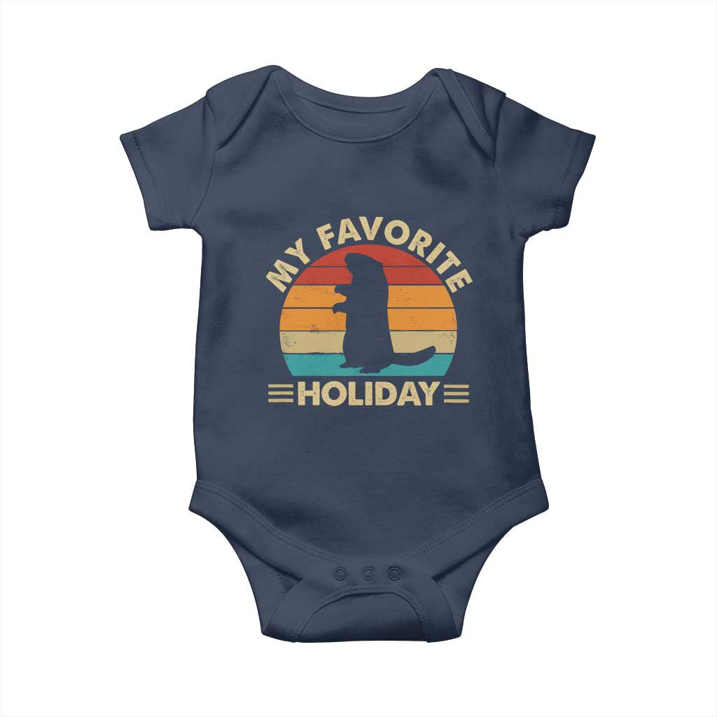 Groundhog Day Baby Onesie My Favorite Holiday Retro Woodchuck - Wonder Print Shop