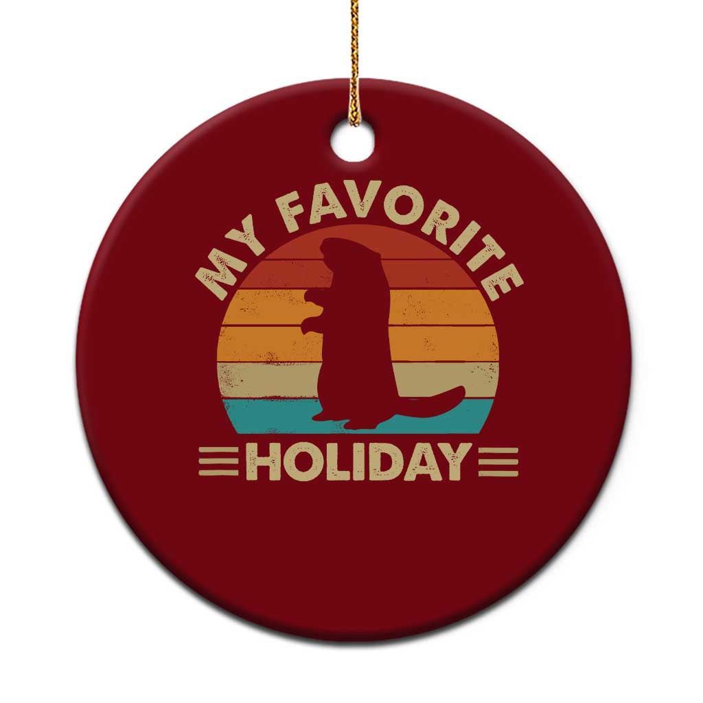 Groundhog Day Ceramic Ornament My Favorite Holiday Retro Woodchuck - Wonder Print Shop